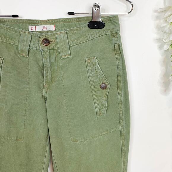 JOIE army green flared jeans 100% cotton low rise y2k millennial 90s 2479 - Picture 4 of 7